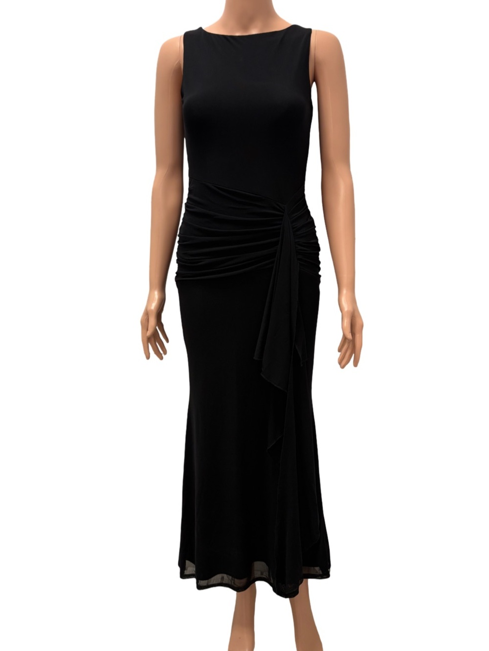 NWT XinFSh Ruffle Maxi Dress Ruched Bodycon cocktail dress, XS - Picture 4 of 8